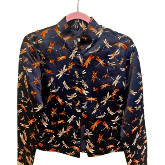 Chinese silk dragonfly brocade jacket - Picture 1 of 10